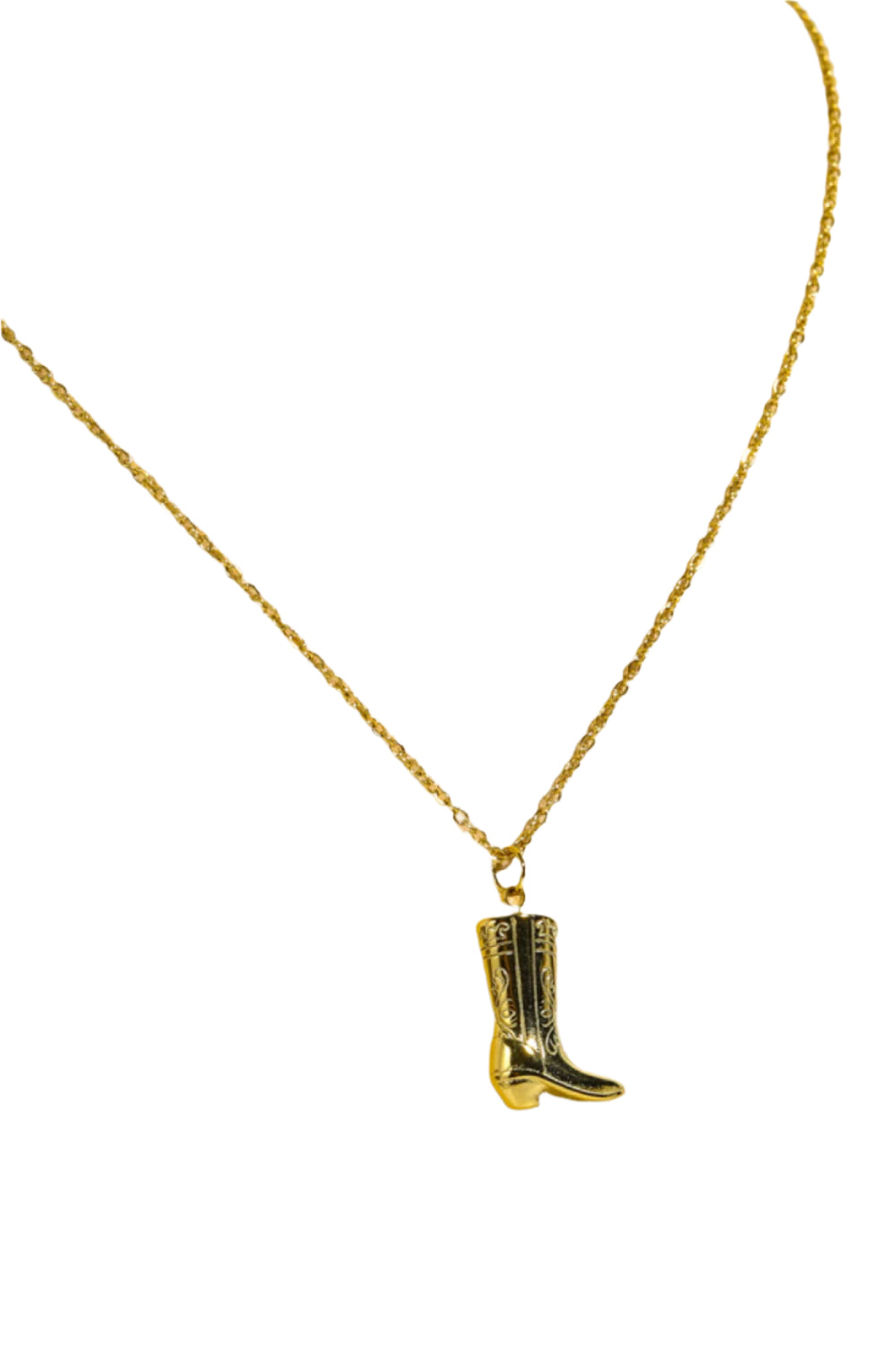 Cowboy Boot Pendant Stainless Steel Necklace