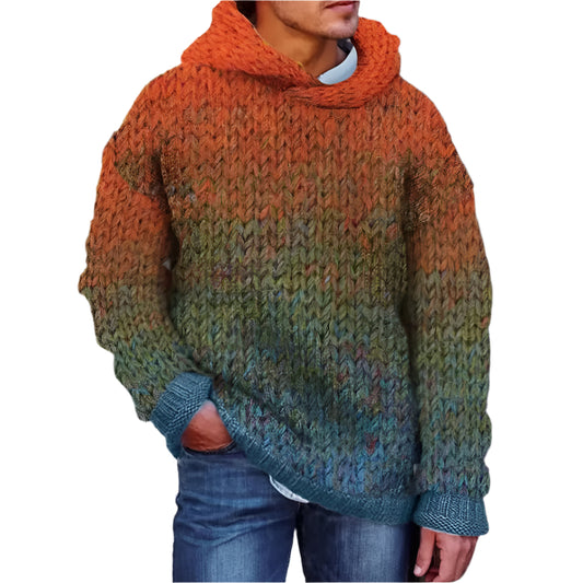 Men's Hand Woven Colorful Hooded Sweater