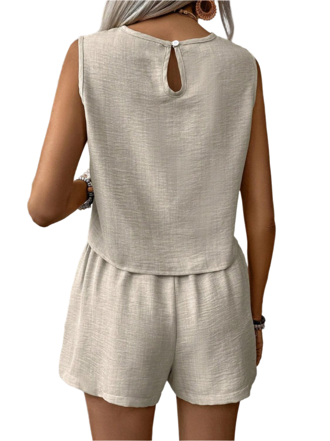 Round Neck Sleeveless Top and Shorts Set