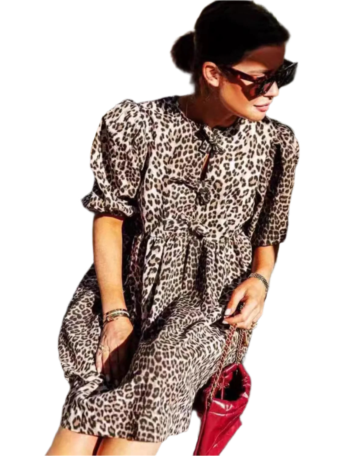 Leopard Short Sleeve Mini Dress