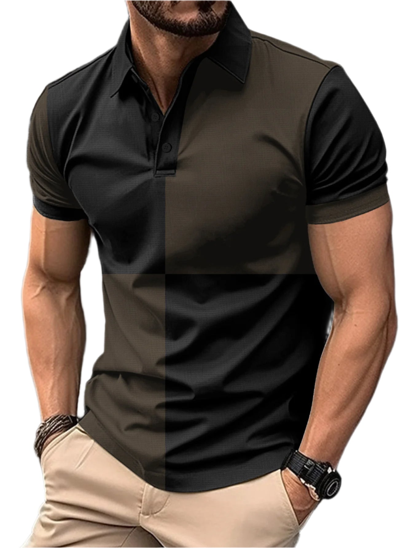 Men's Color Block Polo Shirt