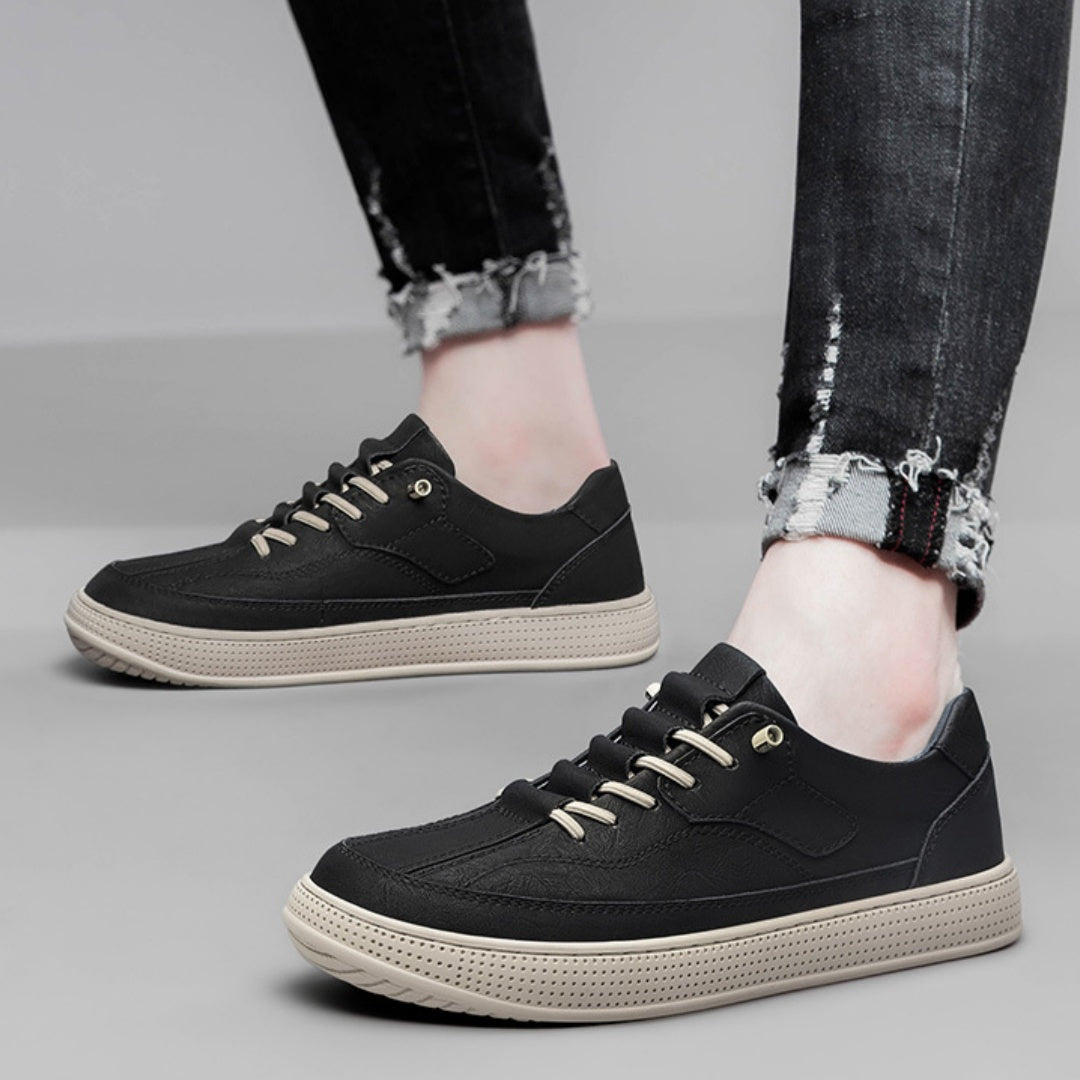 Men's Cowhide Leather Breathable Casual Board Shoes