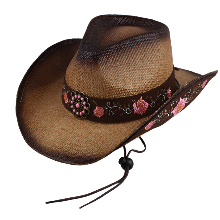 Floral Band Hand Woven Cowboy Hat