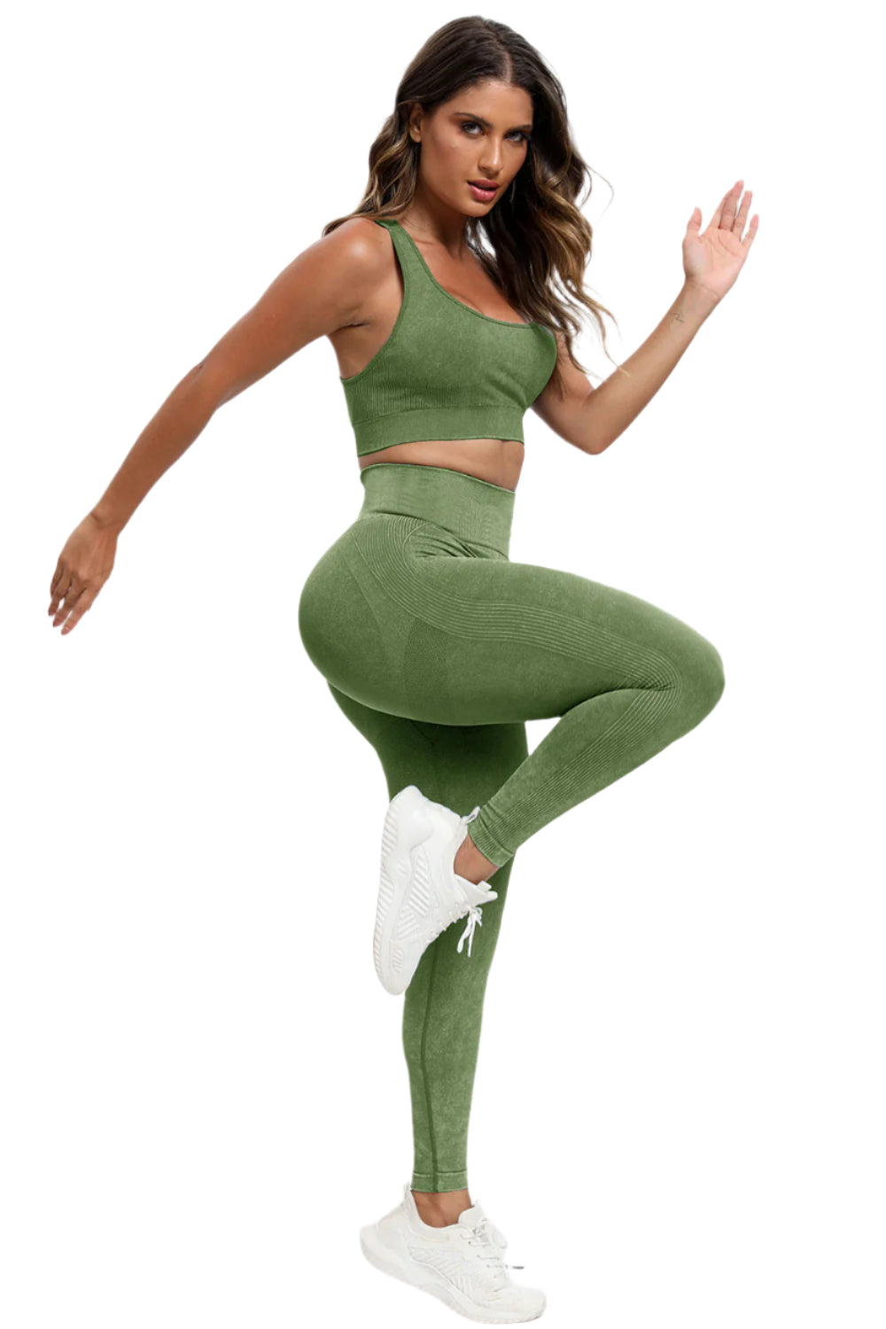 3 Piece Washed Square Neck Wide Strap Active Set