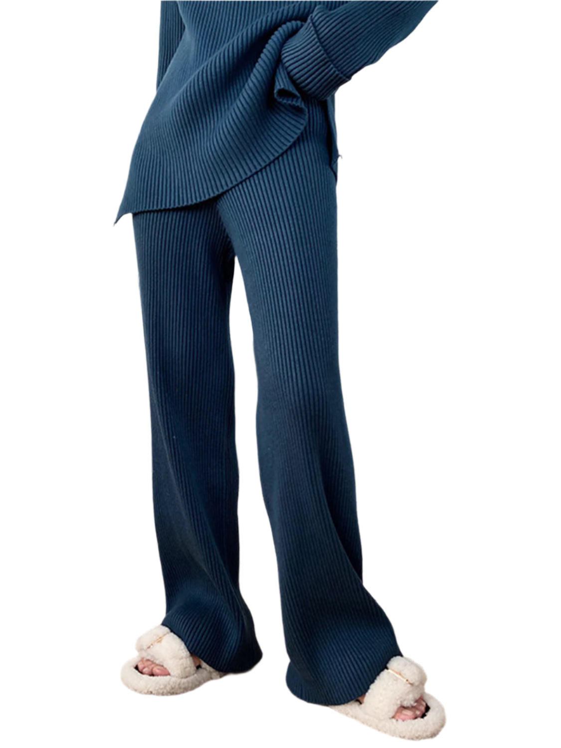 Mock Neck Raglan Sleeve Top and Pants Sweater Set