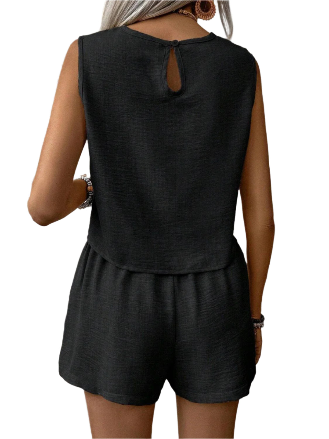 Round Neck Sleeveless Top and Shorts Set