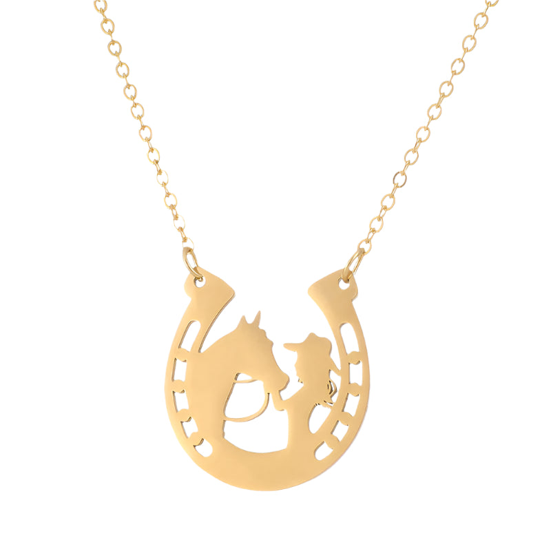 Stainless Steel Horseshoe Cowgirl Necklace
