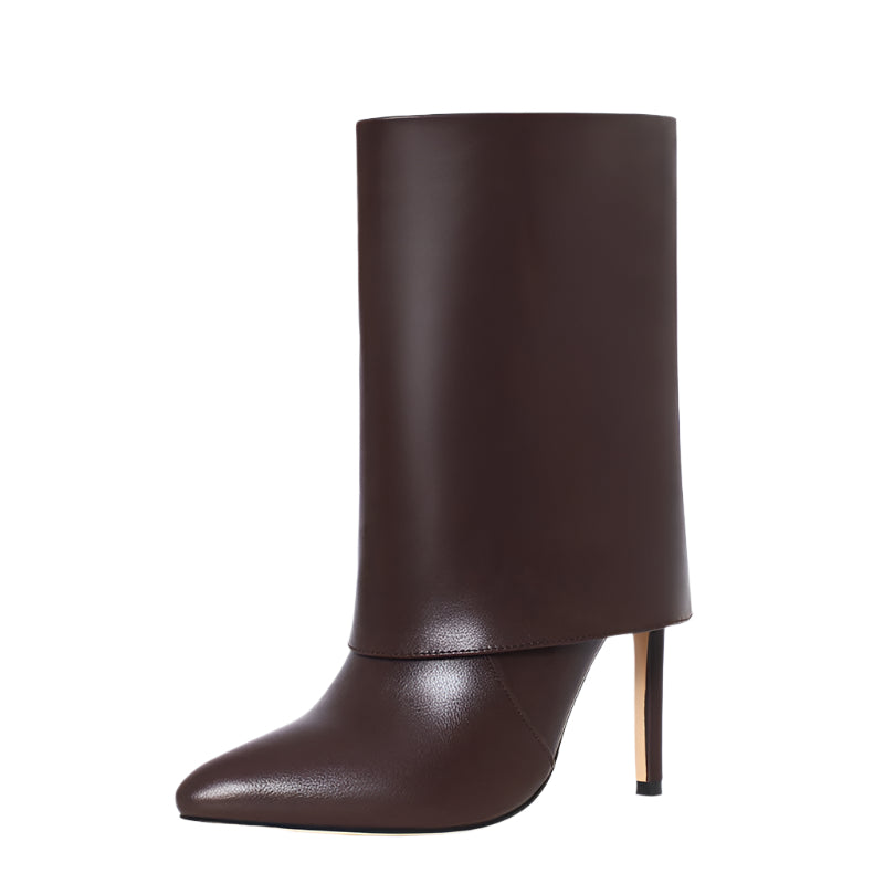 Long Fold Cowhide Leather Boots