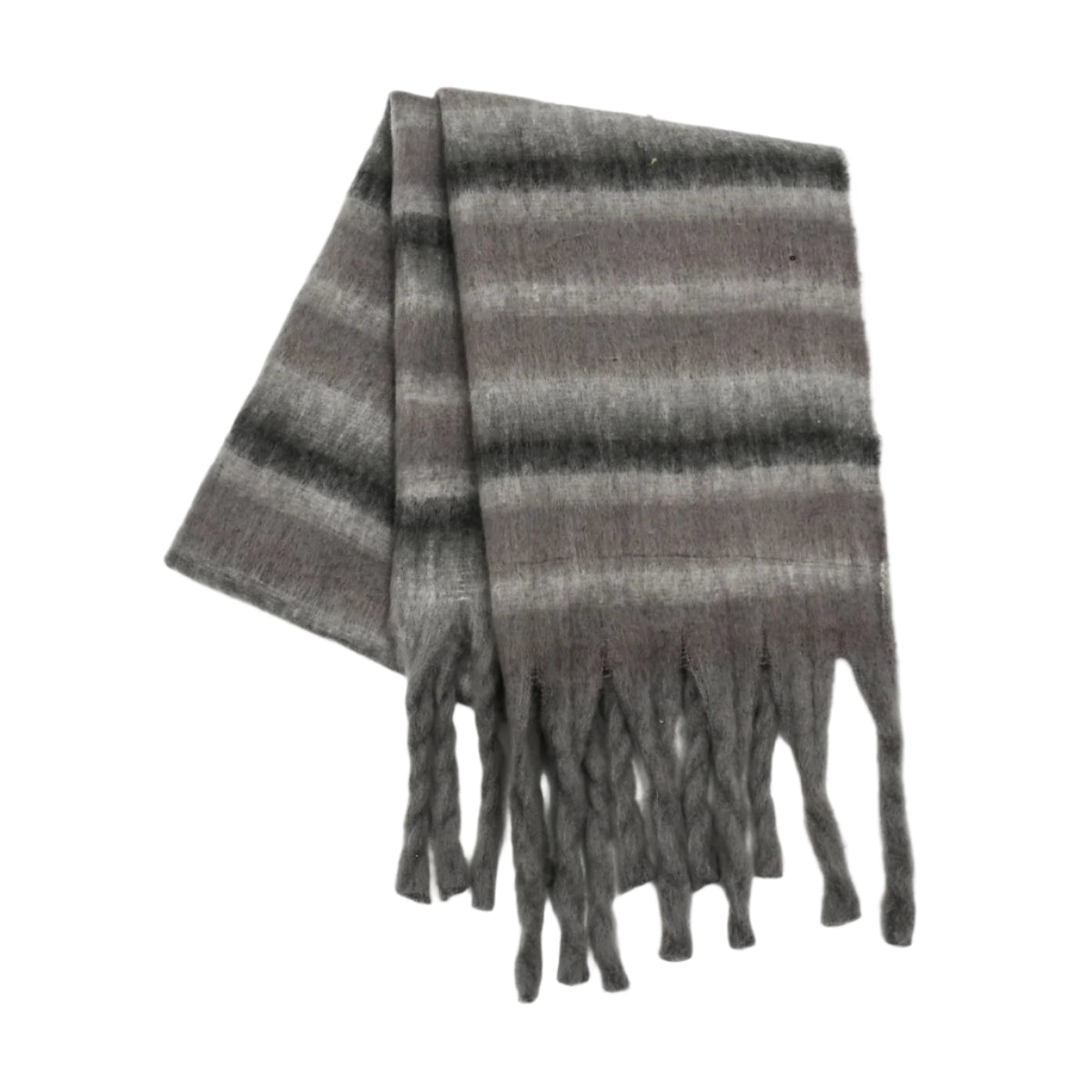 Fringe Contrast Striped Polyester Scarf