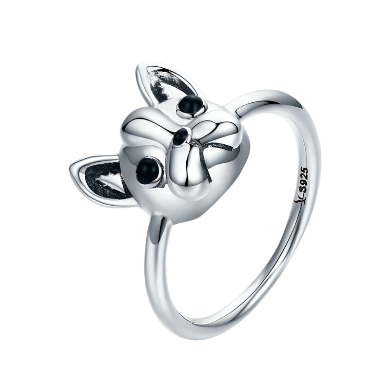 925 Sterling French Bulldog Ring