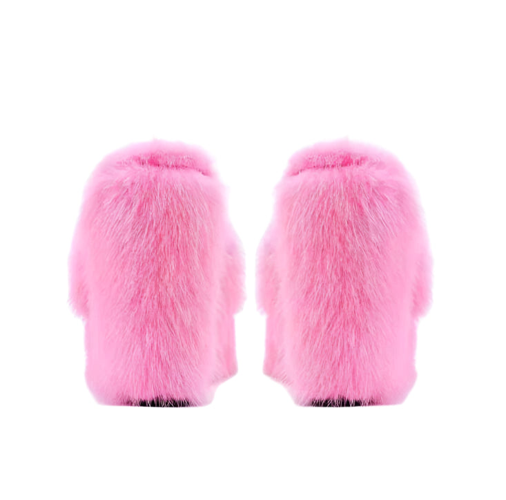 Faux Fur Wedge Sandals