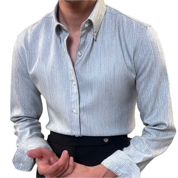 Striped Button Down Long Sleeve Collard Shirt
