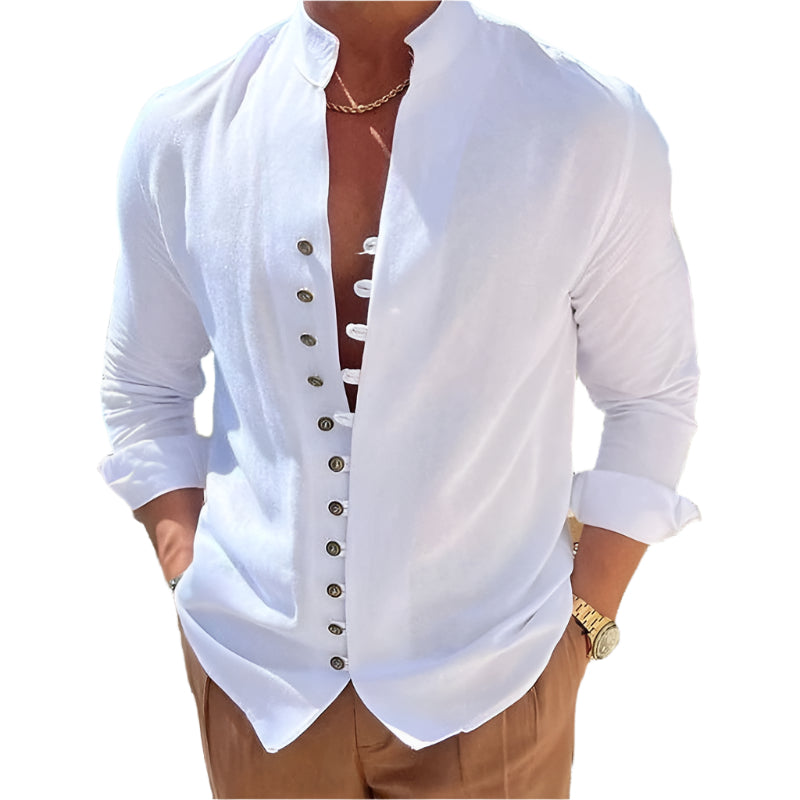 Men's Button Design Long-sleeved Shirt