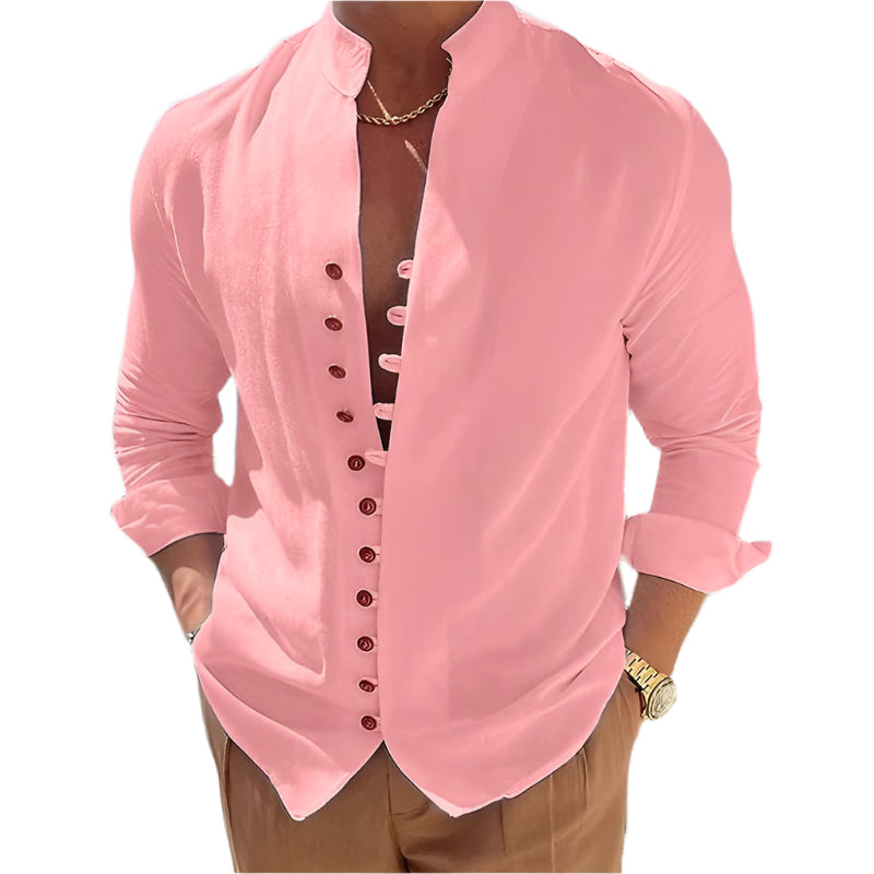Men's Button Design Long-sleeved Shirt