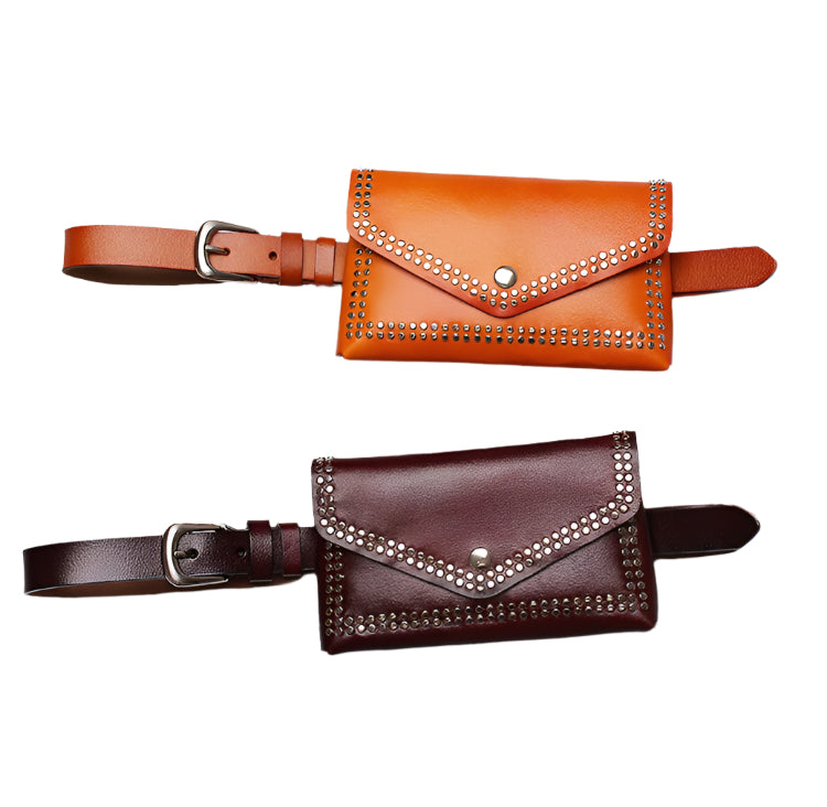 Riveted Two-Layer Cowhide Leather Wallet Belt