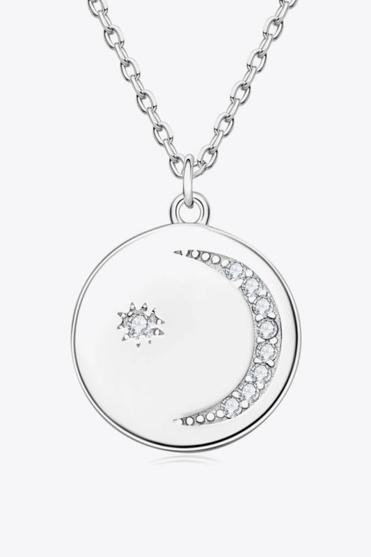 Moissanite Round Moon Pendant Necklace