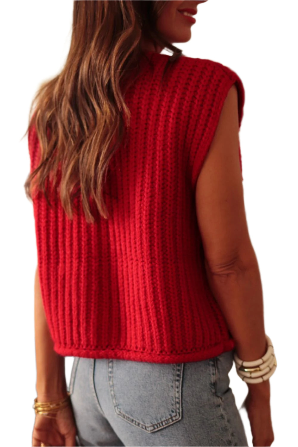Button Down Sweater Vest with Pockets