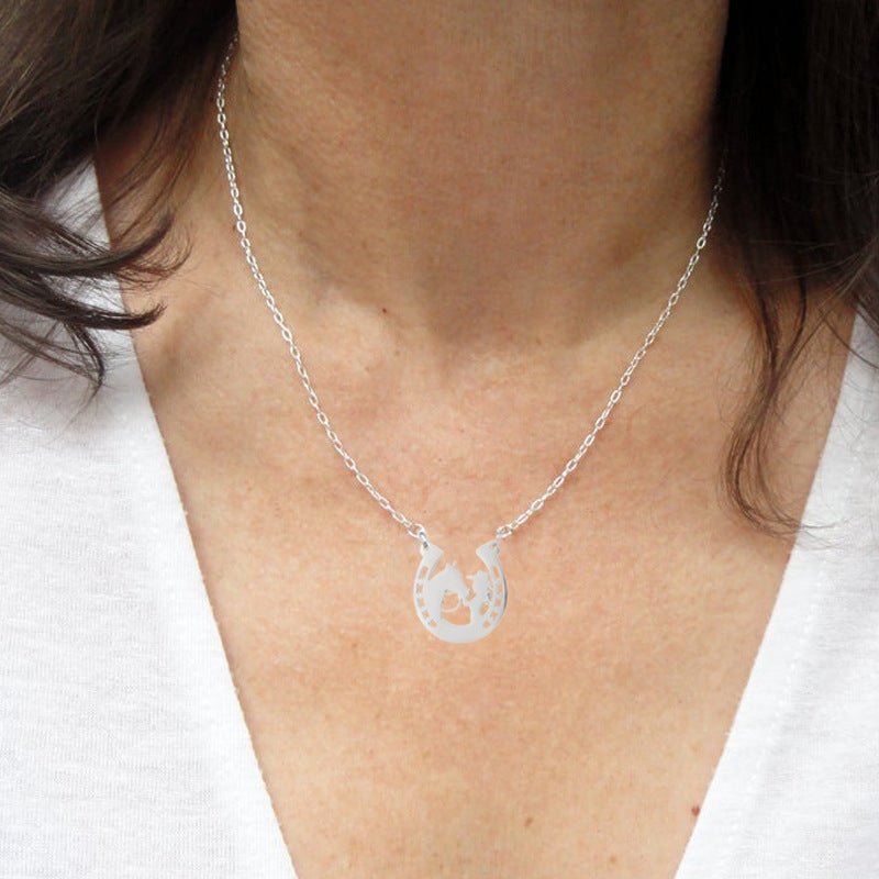Stainless Steel Horseshoe Cowgirl Necklace