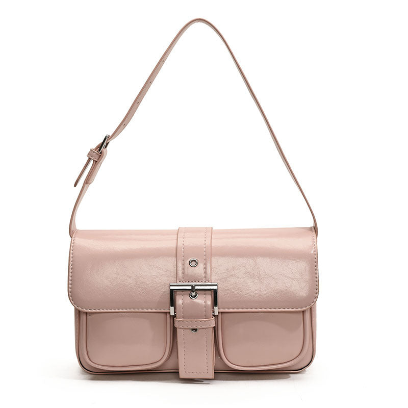 PU Leather Simple Buckle Handbag