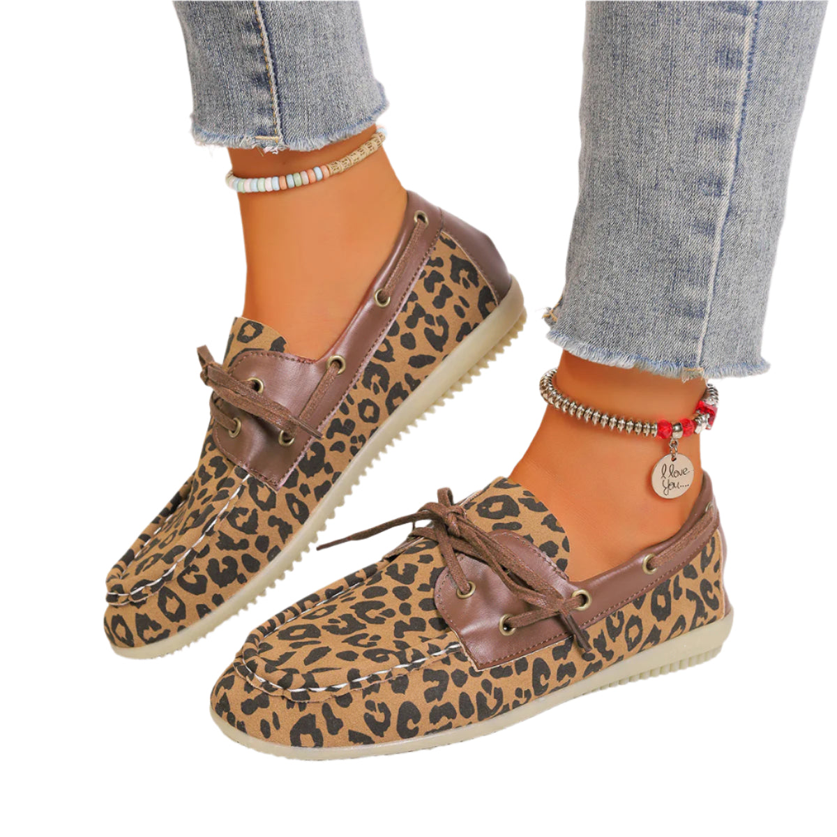 Lace Up Leopard Slip-Ons