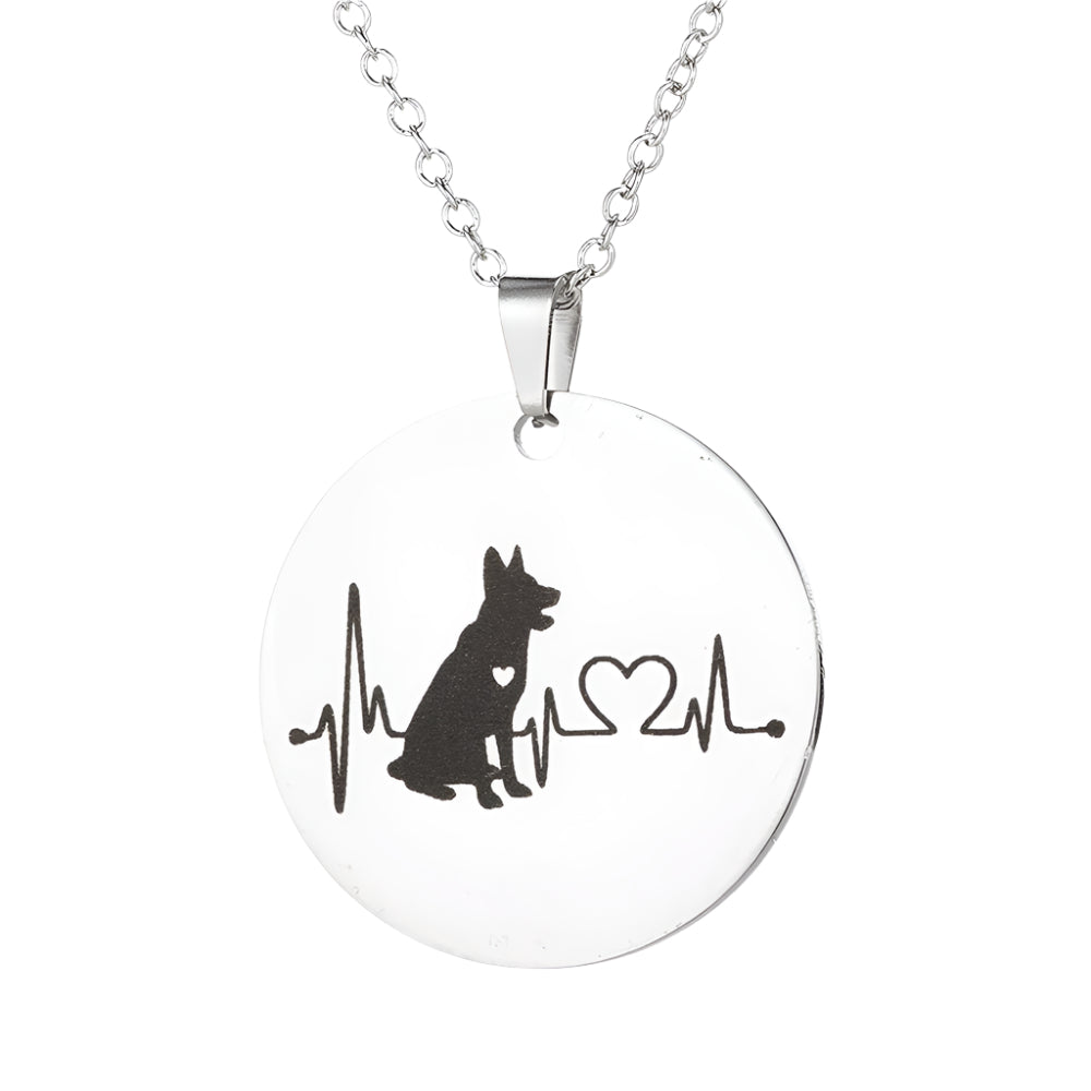 Stainless Steel Dog's Heart Beat Necklace