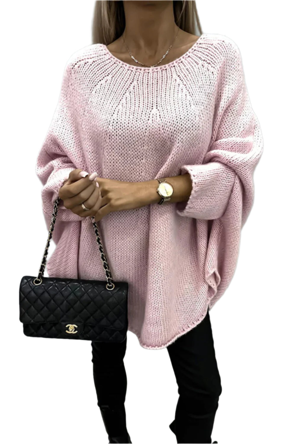 Round Neck Batwing Sleeve Sweater