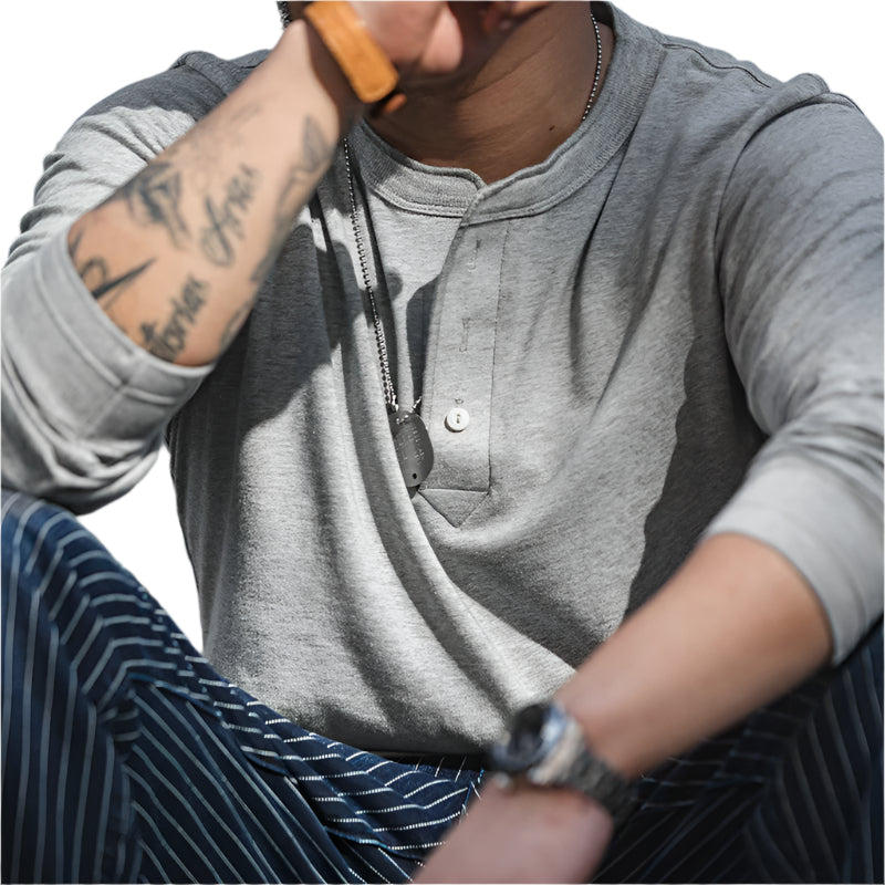 Men's Long Sleeve Thick Cotton T-Shirt
