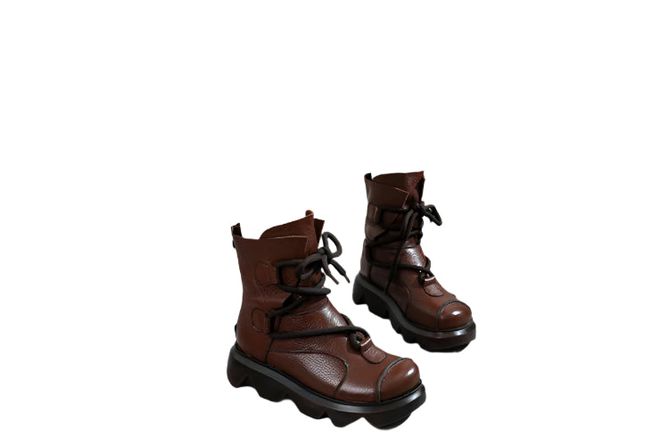 Platform Cowhide Leather Boots