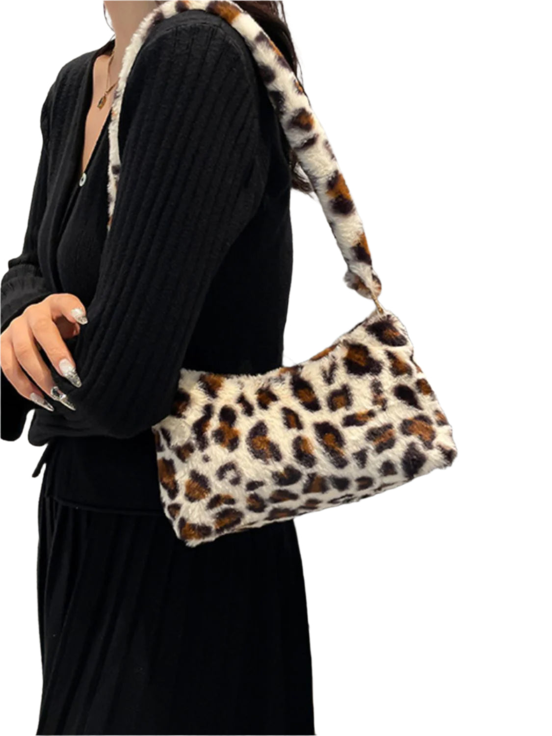 Leopard Fluff Shoulder Bag