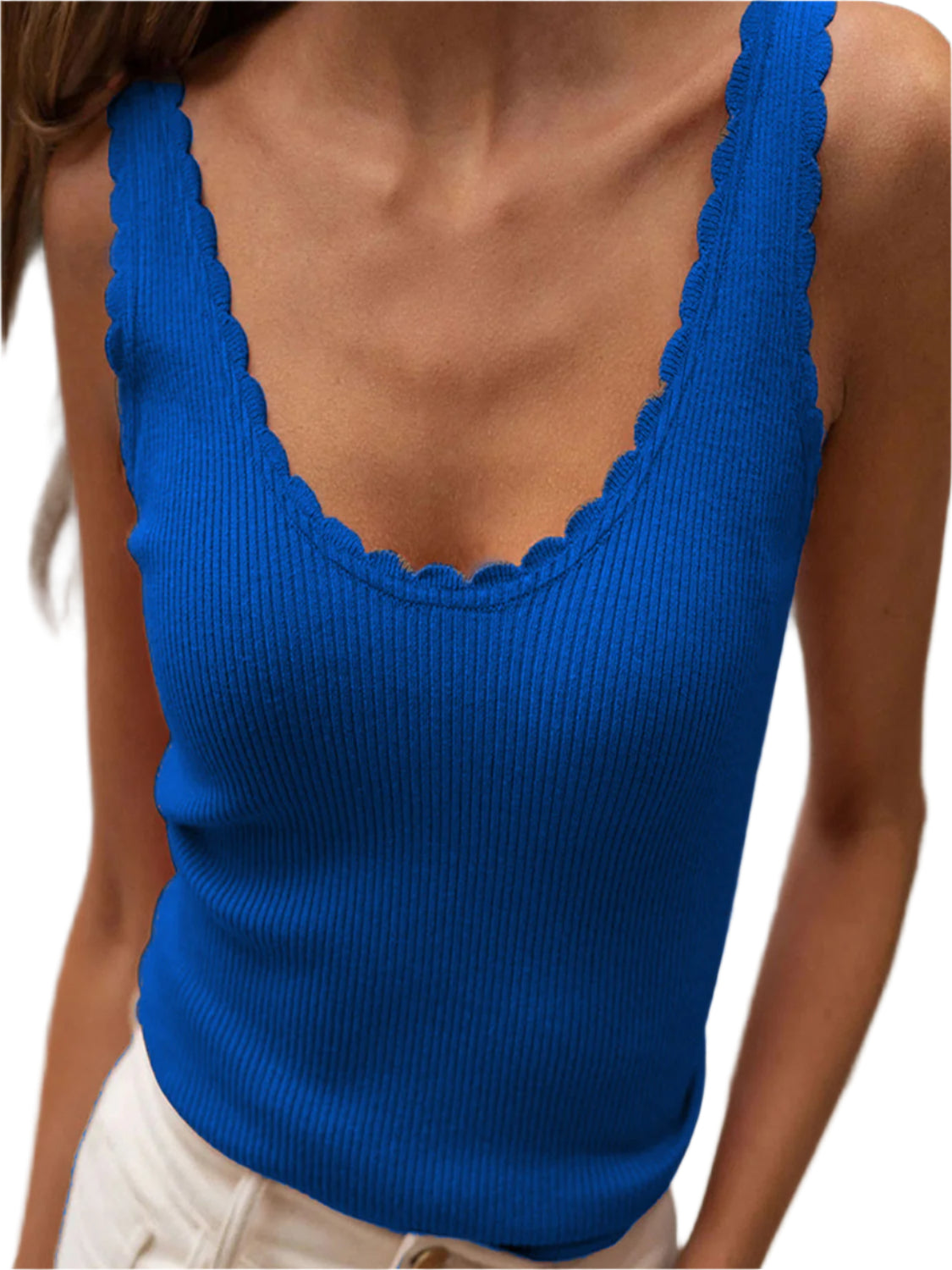 Scoop Neck Wide Strap Knit Tank