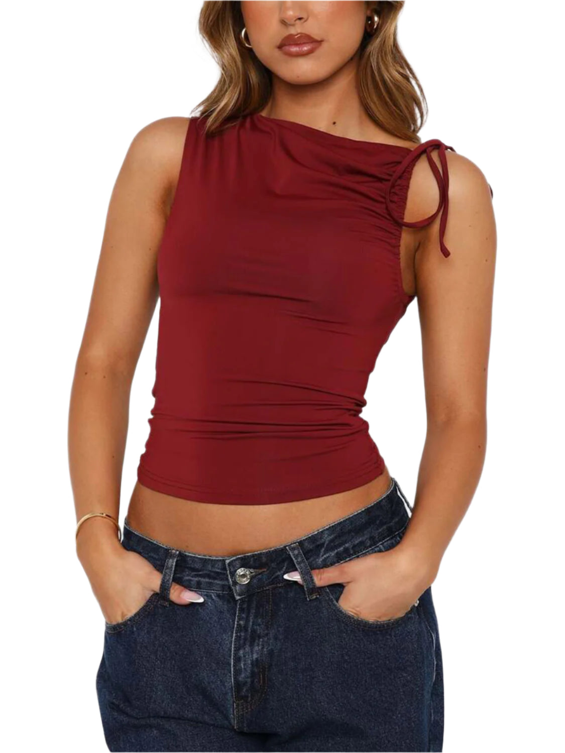 Lovelet Ruched Asymmetrical Neck Cami