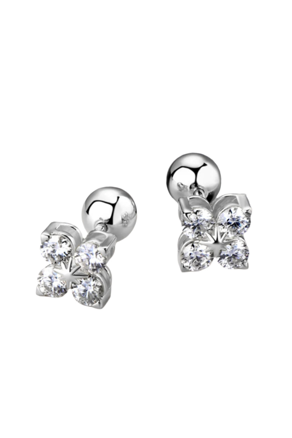 Moissanite 925 Sterling Silver Four-Leaf Clover Shape Earrings