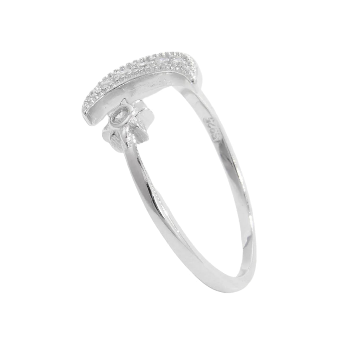 925 Sterling Silver Moon Open Ring