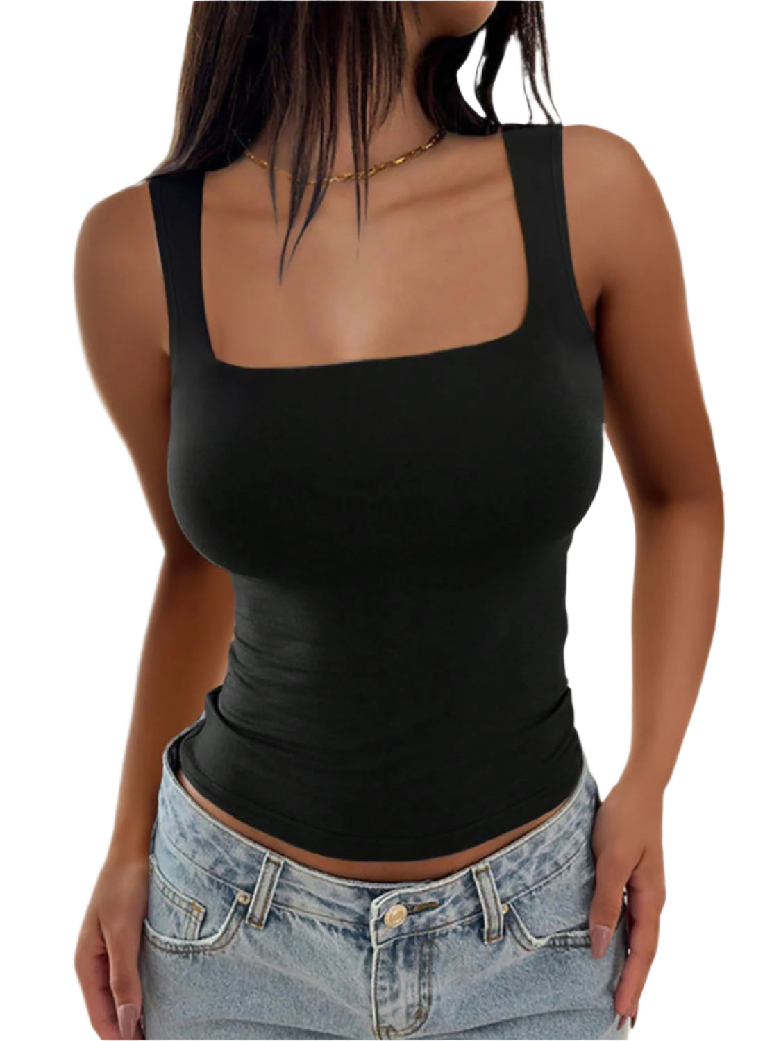 Devine Square Neck Wide Strap Tank