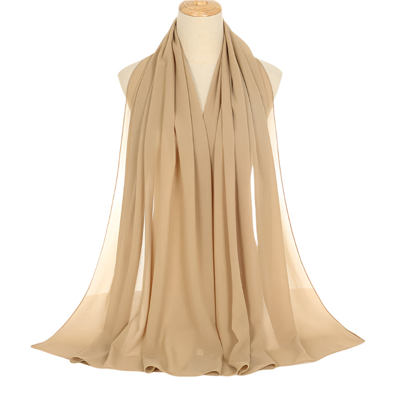 Pearl Chiffon Solid Color Rectangular Scarf