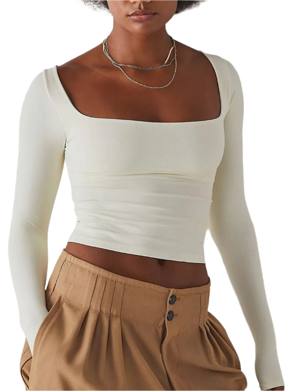 Square Neck Long Sleeve T-Shirt