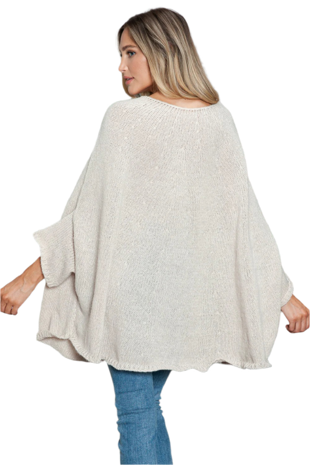 Round Neck Batwing Sleeve Sweater