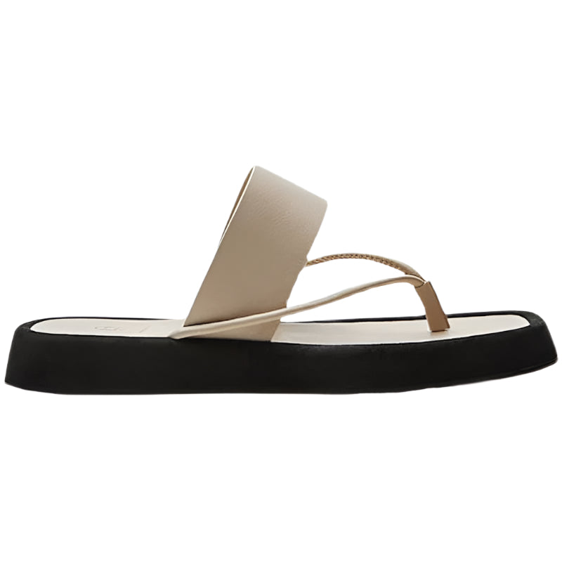 Cowhide Platform Flip Flop Shoes