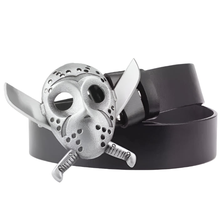 Cowhide Leather Belt with Skull Buckle