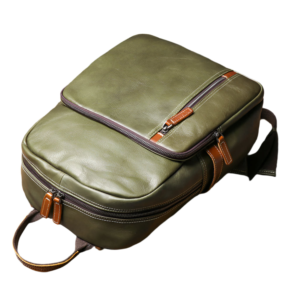 Cowhide Leather Contrast Backpack
