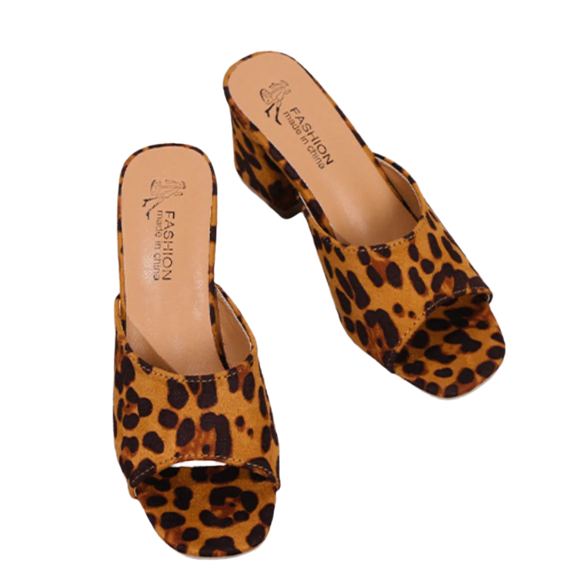 Leopard Block Heel Suede Sandals