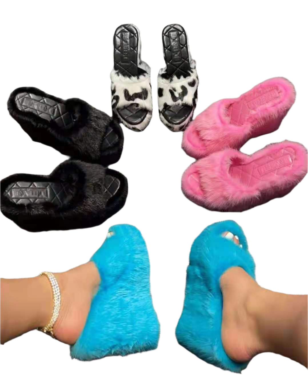 Faux Fur Wedge Sandals