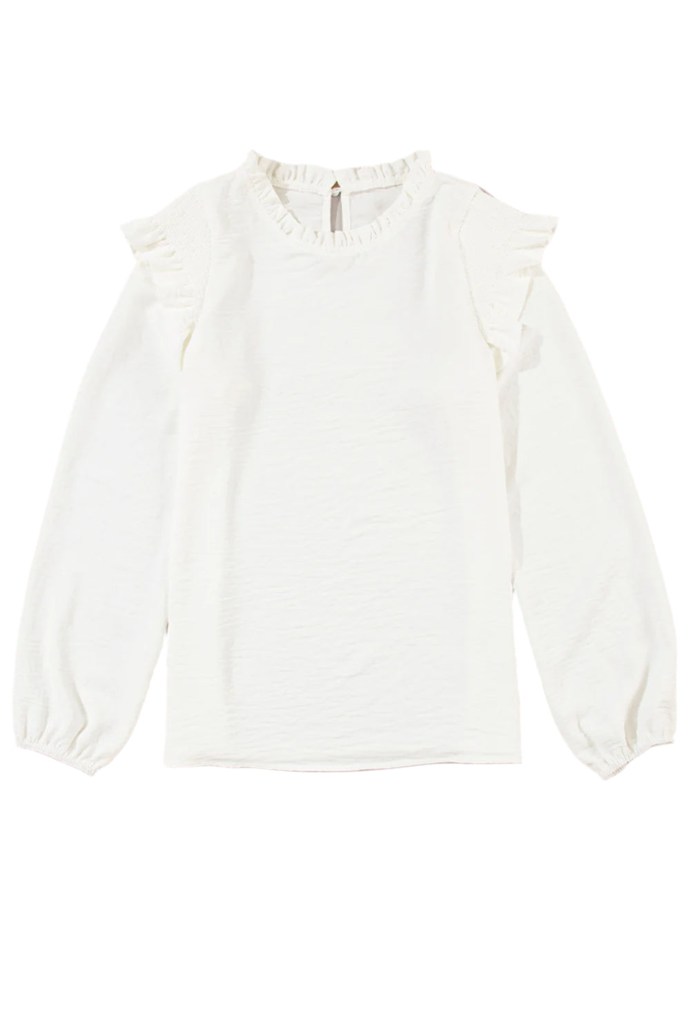 Frill Mock Neck Ruffled Balloon Sleeve Blouse