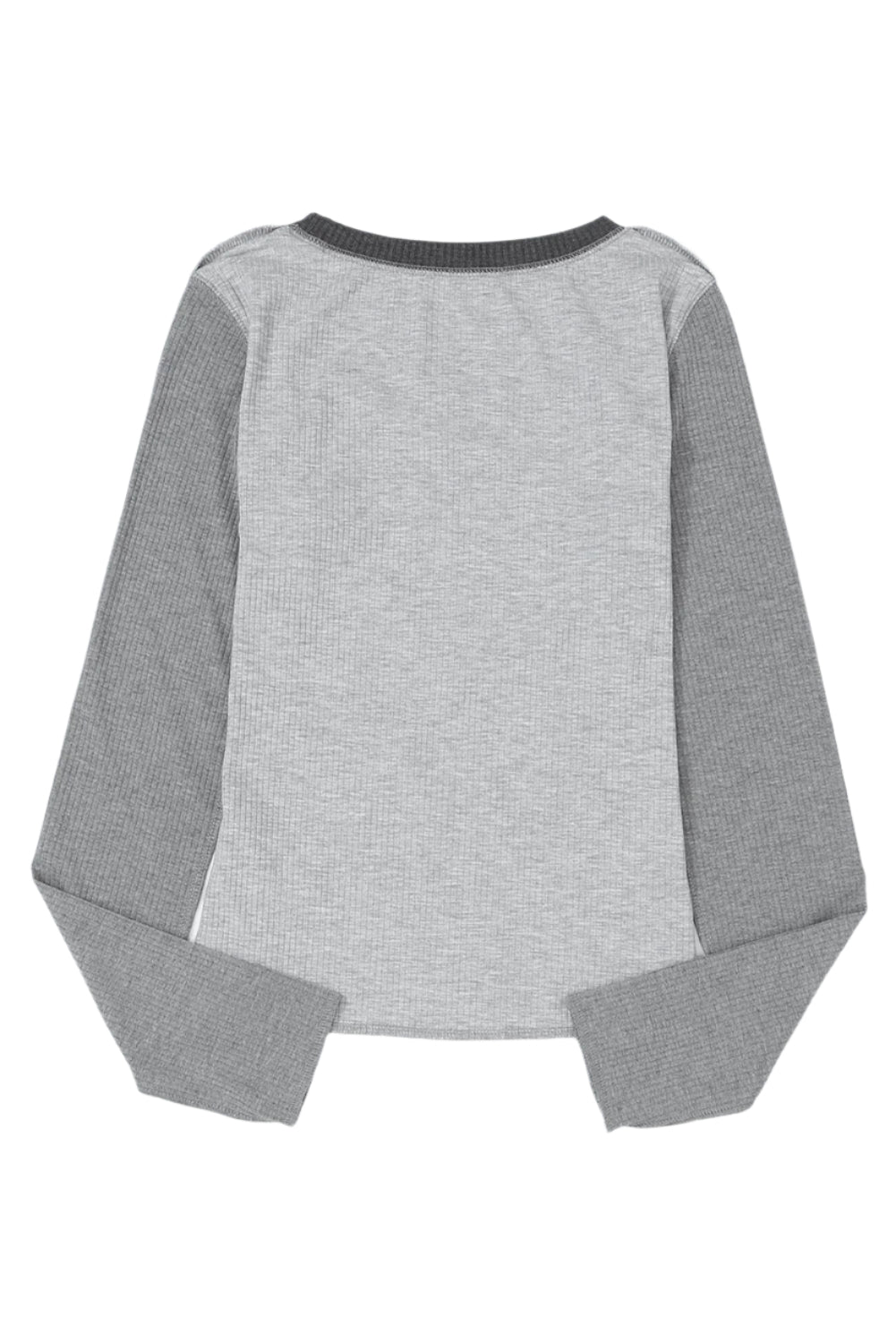 Exposed Seam Contrast Round Neck Long Sleeve T-Shirt