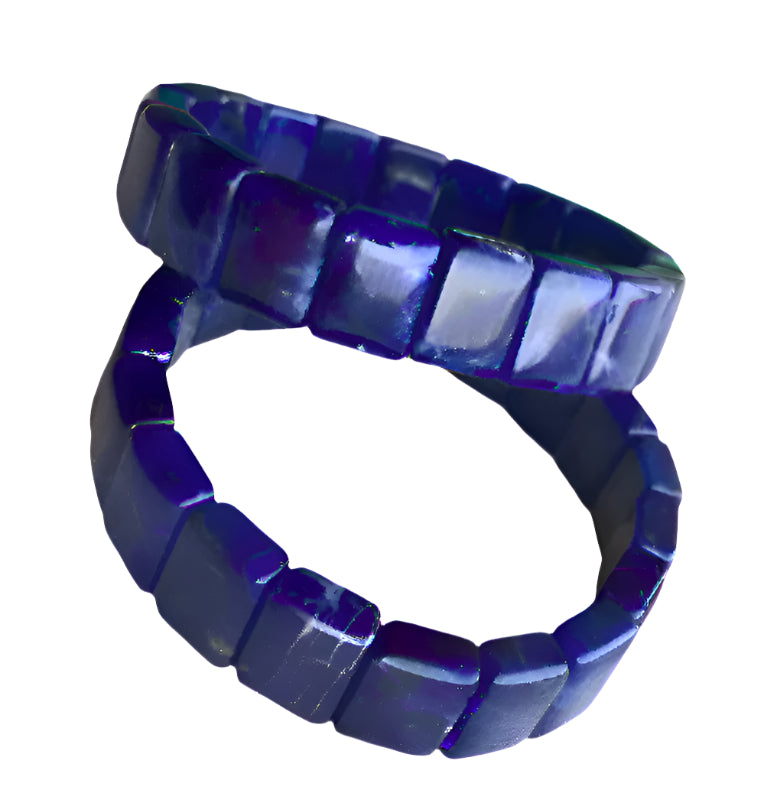 Sodalite Square Bead Crystal Bracelet