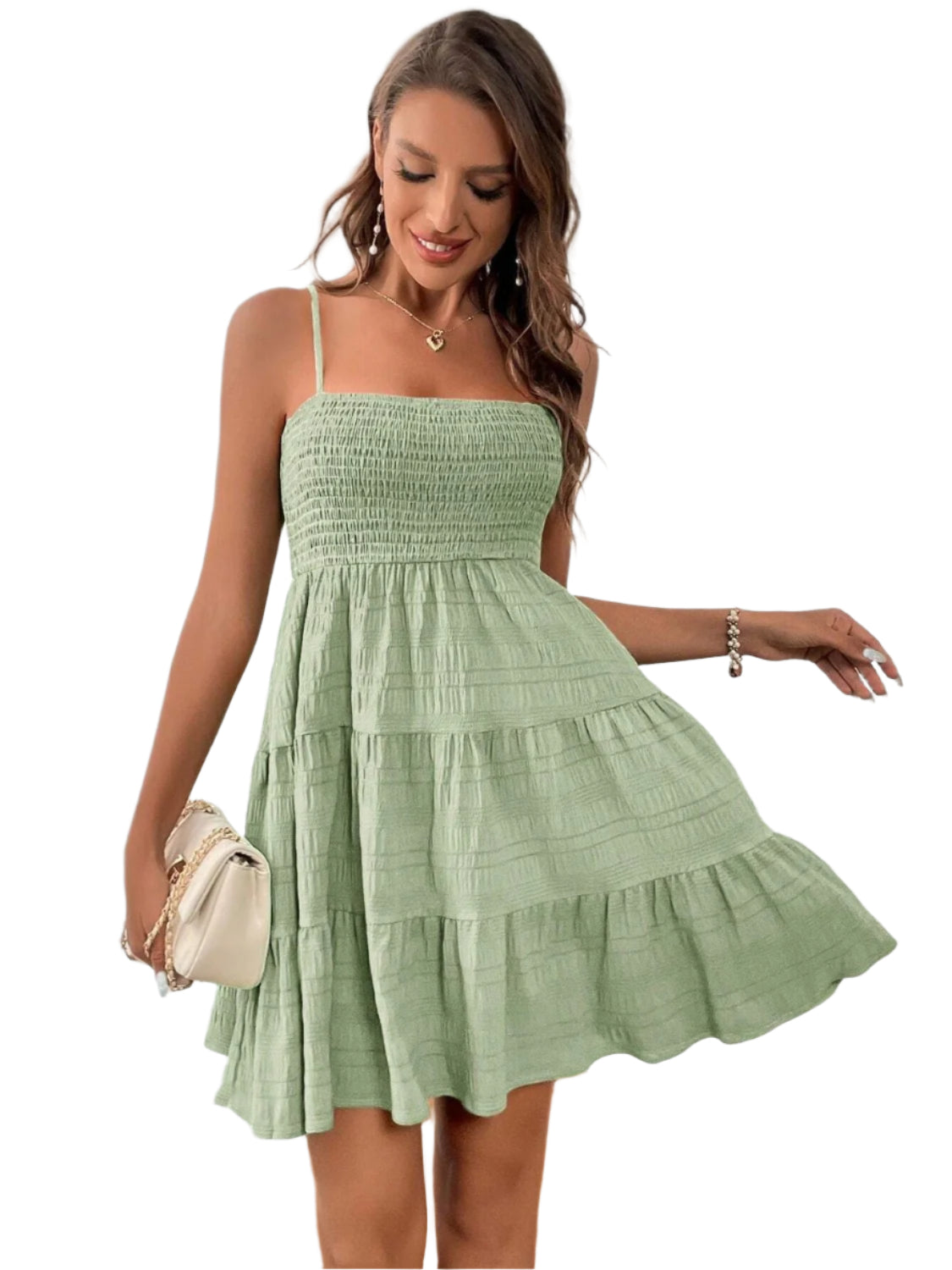 Tiered Smocked Square Neck Cami Dress