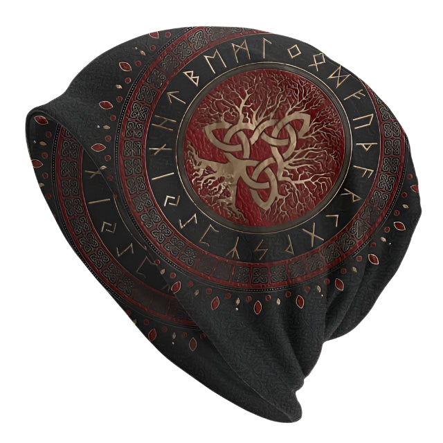 Norse Elder Futhark Runes Skull Beanie Cap