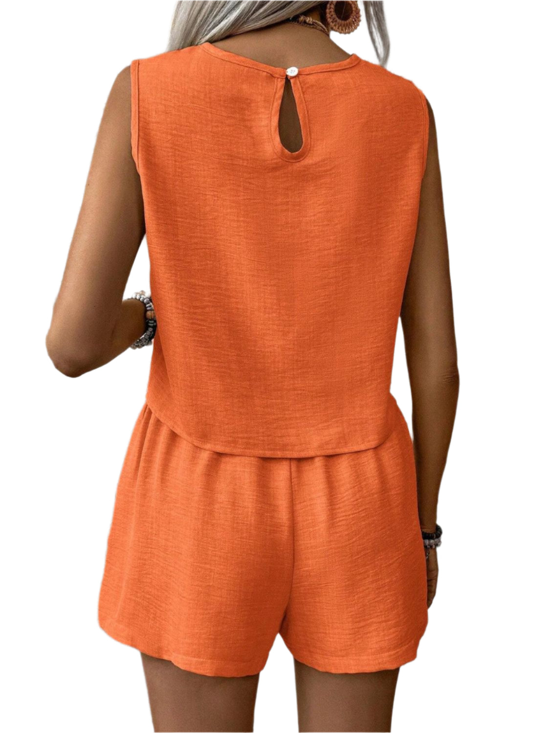 Round Neck Sleeveless Top and Shorts Set