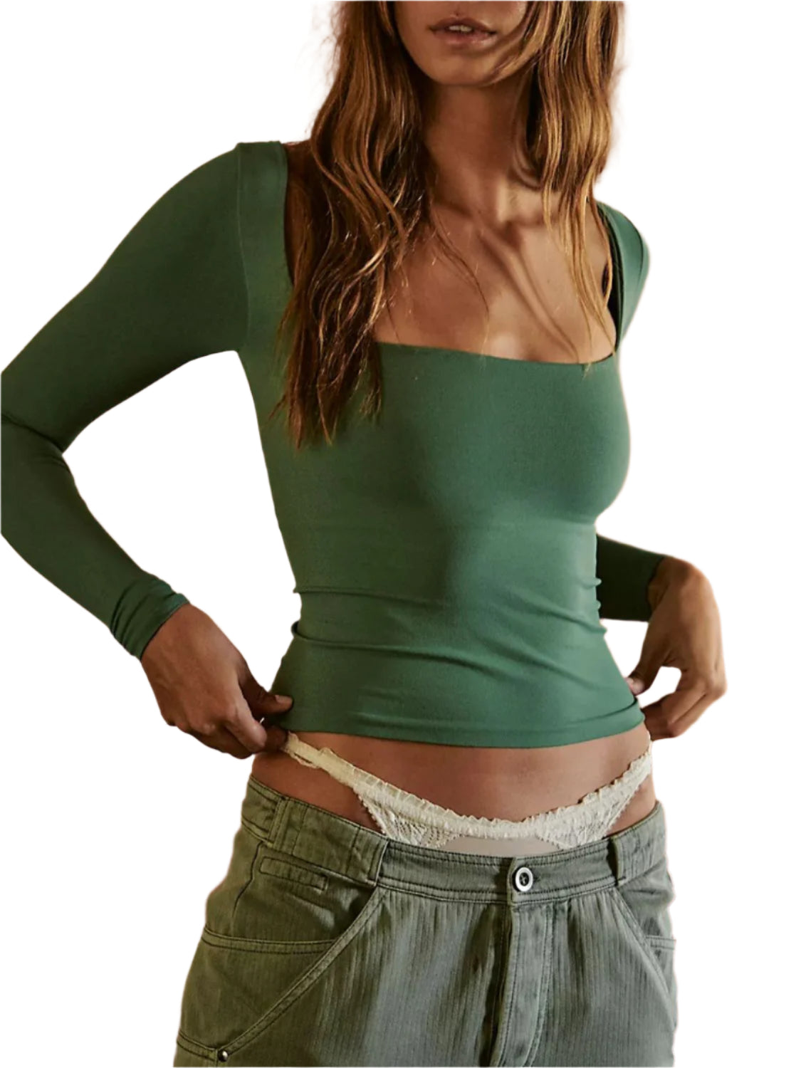 Square Neck Long Sleeve T-Shirt