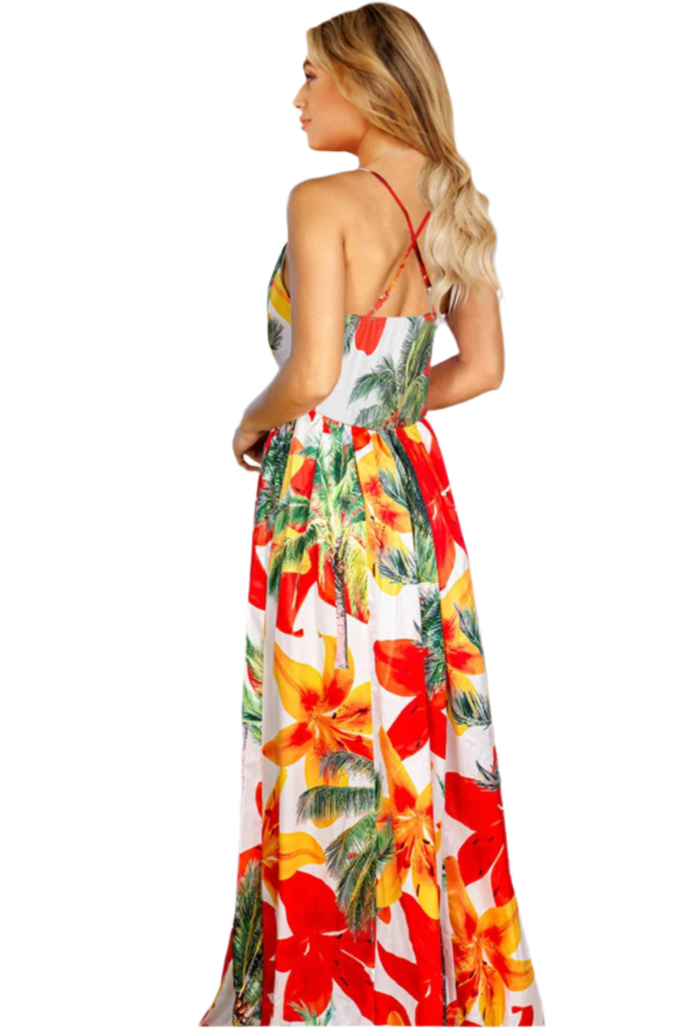 Crisscross Printed Surplice Cami Dress